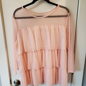 Ruffle,pink blouse